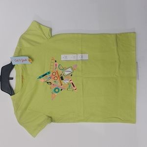 Cat‎ & Jack Girls Green art supplies Graphic T-chirt size L 10/12